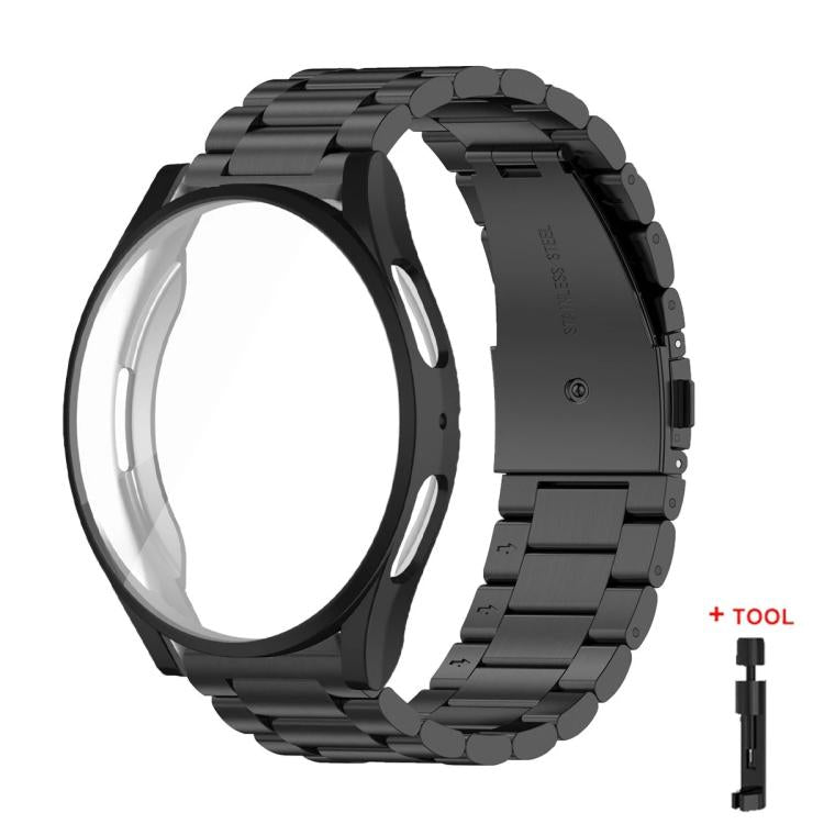 Cinturino per orologio Tri-Beads in acciaio inossidabile con custodia in TPU a copertura totale e set per la rimozione delle maglie del cinturino, For Samsung Galaxy Watch4 44mm, For Samsung Galaxy Watch4 40mm