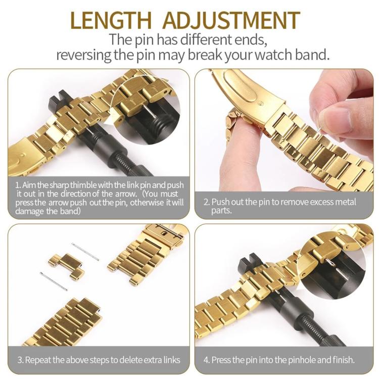 Cinturino per orologio Tri-Beads in acciaio inossidabile con custodia in TPU a copertura totale e set per la rimozione delle maglie del cinturino, For Samsung Galaxy Watch7 44mm, For Samsung Galaxy Watch7 40mm, For Samsung Galaxy Watch6 44mm