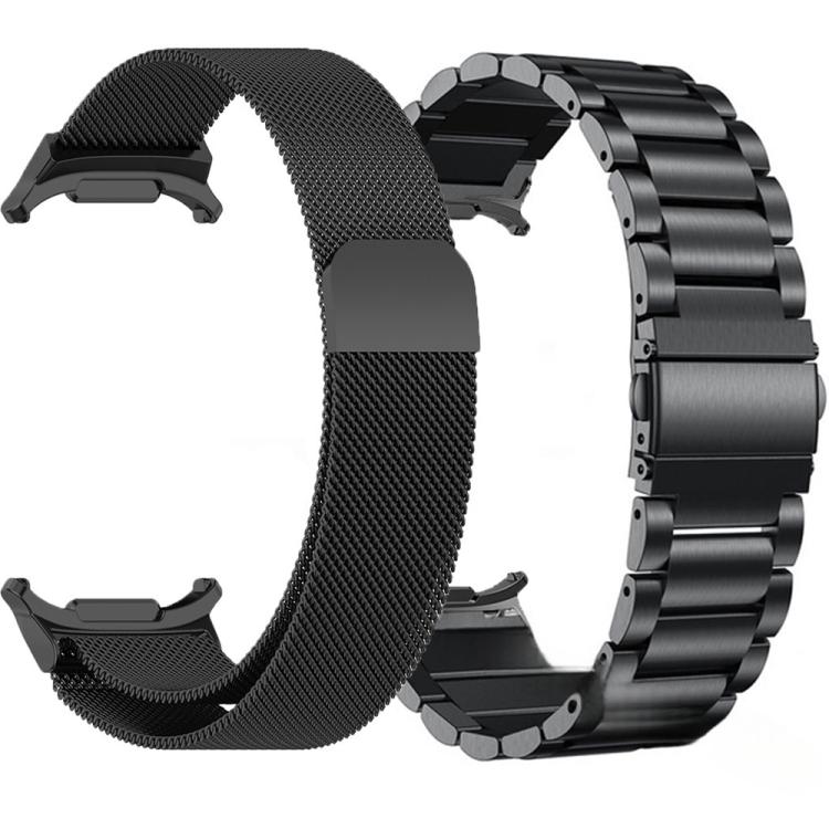 Set di cinturini per orologio in acciaio inossidabile a maglia milanese e tre perline, For Samsung Galaxy Watch Ultra / Ultra 2025