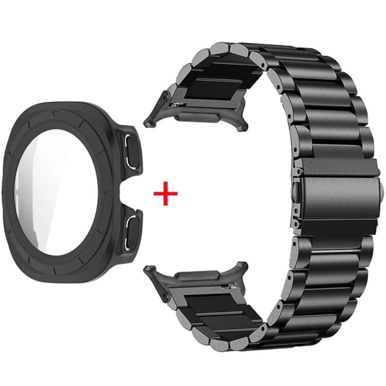 Cinturino per orologio in acciaio inossidabile con tre perline e custodia in policarbonato integrata., For Samsung Galaxy Watch Ultra / Ultra 2025