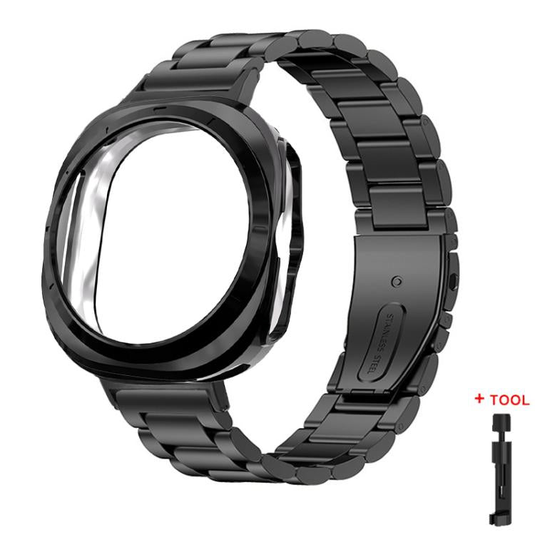 Cinturino per orologio in acciaio inossidabile con tre perline, custodia semi-chiusa in TPU e set per la rimozione delle maglie del cinturino., For Samsung Galaxy Watch Ultra / Ultra 2025