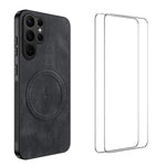 Custodia magnetica con texture Nappa per Samsung Galaxy S23 Ultra 5G