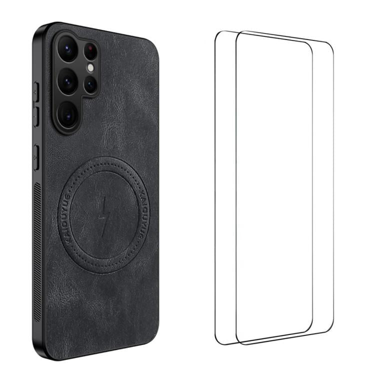 Custodia magnetica con texture Nappa per Samsung Galaxy S23 Ultra 5G