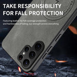 Custodia magnetica con texture Nappa per Samsung Galaxy S23 Ultra 5G
