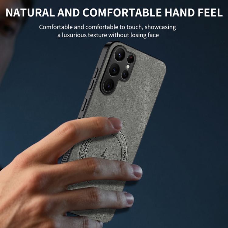 Custodia magnetica con texture Nappa per Samsung Galaxy S23 Ultra 5G