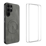 Custodia magnetica con texture Nappa per Samsung Galaxy S23 Ultra 5G