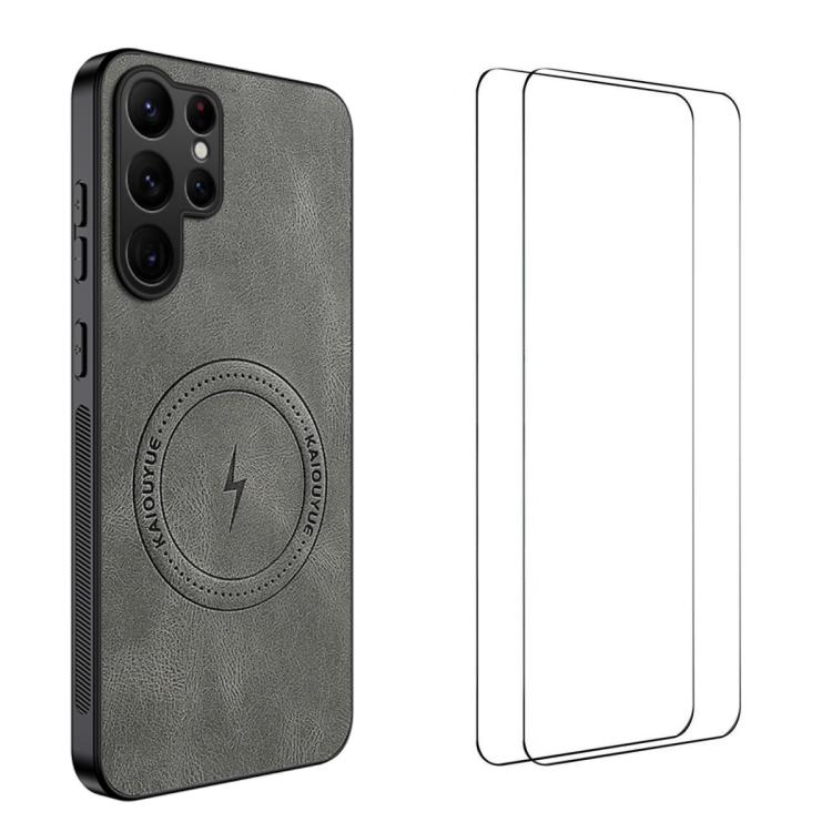 Custodia magnetica con texture Nappa per Samsung Galaxy S23 Ultra 5G