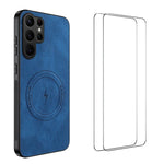 Custodia magnetica con texture Nappa per Samsung Galaxy S23 Ultra 5G