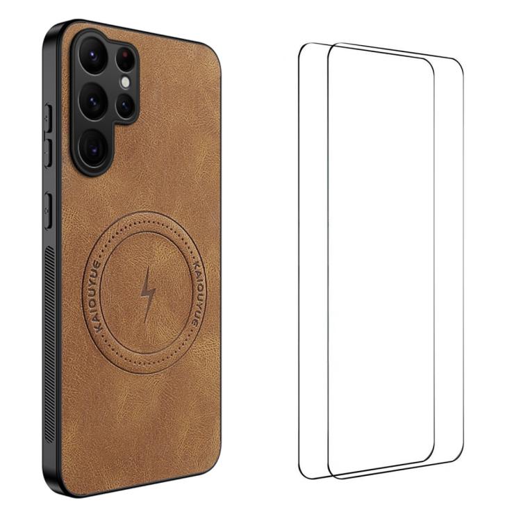 Custodia magnetica con texture Nappa per Samsung Galaxy S23 Ultra 5G