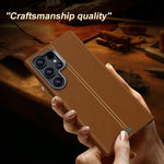 Custodia magnetica in similpelle vegana con cornice in metallo per Samsung