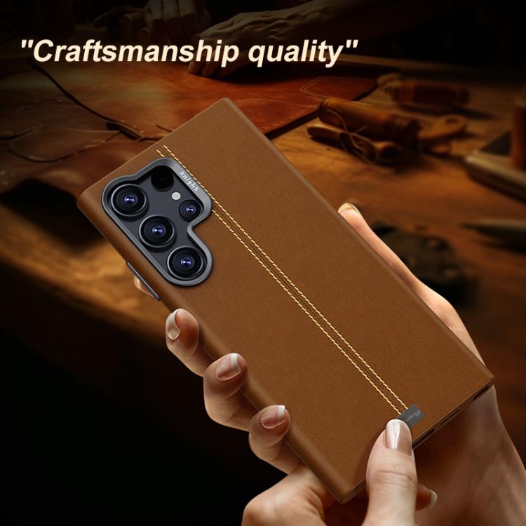 Custodia magnetica in similpelle vegana con cornice in metallo per Samsung
