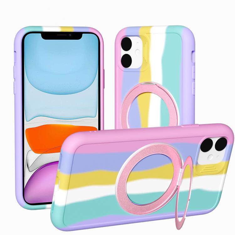 Custodia magnetica con anello girevole per iPhone 13 e 11