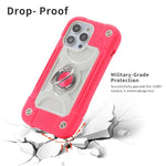 Custodia ibrida silicone PC con doppio anello per iPhone 15