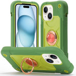 Custodia ibrida silicone PC con doppio anello per iPhone 15