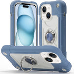 Custodia ibrida silicone PC con doppio anello per iPhone 15