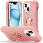Custodia ibrida silicone PC con doppio anello per iPhone 15