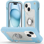 Custodia ibrida silicone PC con doppio anello per iPhone 15