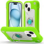 Custodia ibrida silicone PC con doppio anello per iPhone 15
