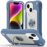 Custodia ibrida silicone PC con doppio anello per iPhone 15