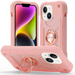 Custodia ibrida silicone PC con doppio anello per iPhone 15
