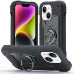 Custodia ibrida silicone PC con doppio anello per iPhone 15