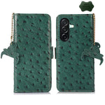Custodia telefono RFID in vera pelle con motivo struzzo per Samsung Galaxy A27
