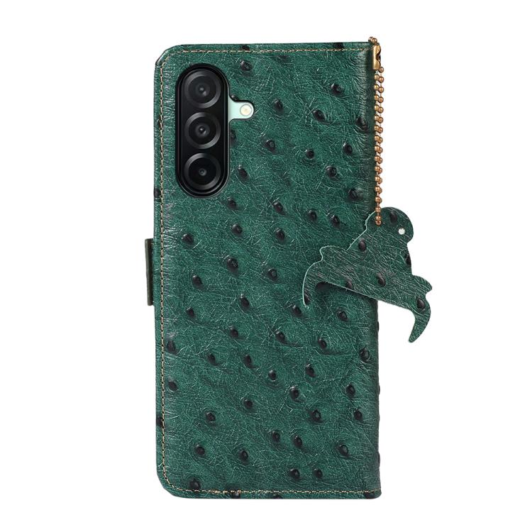 Custodia telefono RFID in vera pelle con motivo struzzo per Samsung Galaxy A27