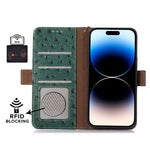 Custodia telefono RFID in vera pelle con motivo struzzo per Samsung Galaxy A27