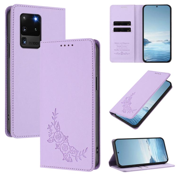 Custodia magnetica RFID in ecopelle con motivo peonia per Galaxy S20 Ultra e