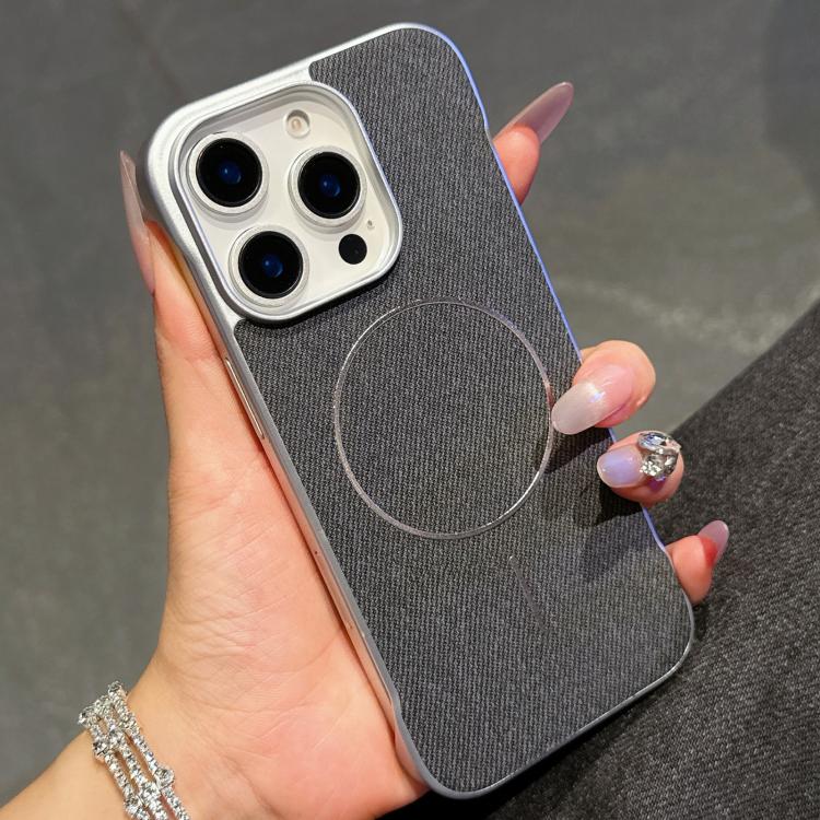 Custodia tessuto lino con chiusura magnetica per iPhone 16 Pro