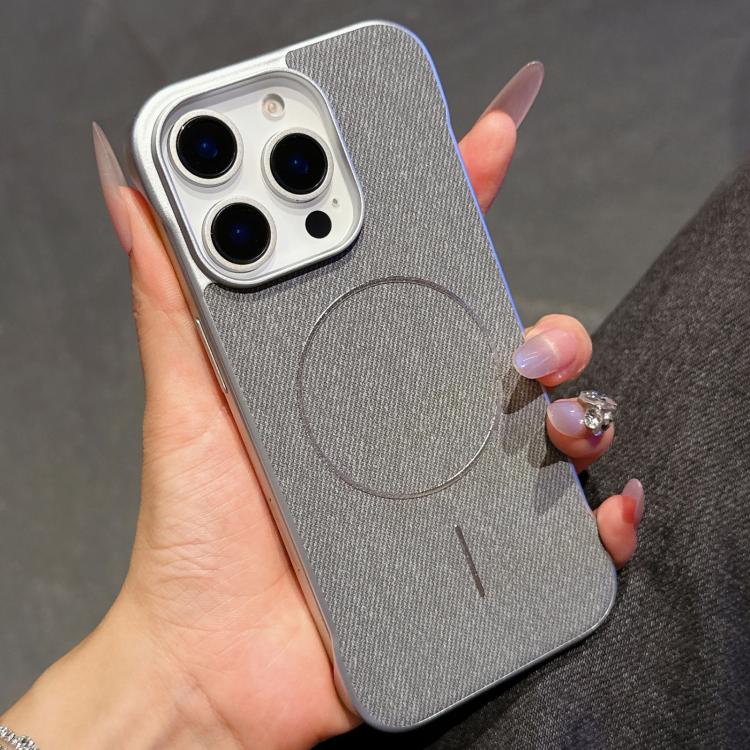 Custodia tessuto lino con chiusura magnetica per iPhone 16 Pro