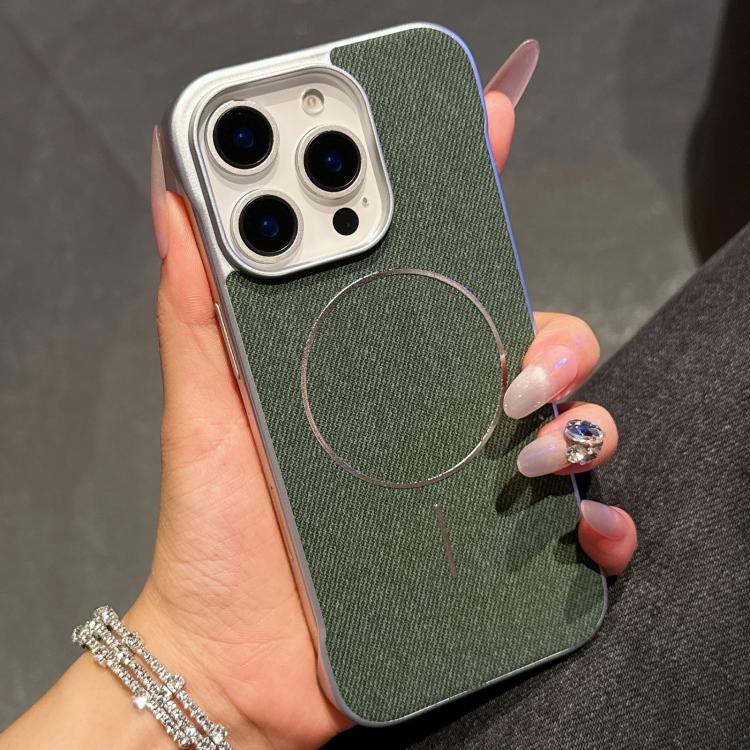Custodia tessuto lino con chiusura magnetica per iPhone 16 Pro