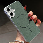 Custodia tessuto lino con chiusura magnetica per iPhone 16 Pro