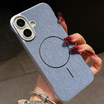 Custodia tessuto lino con chiusura magnetica per iPhone 16 Pro