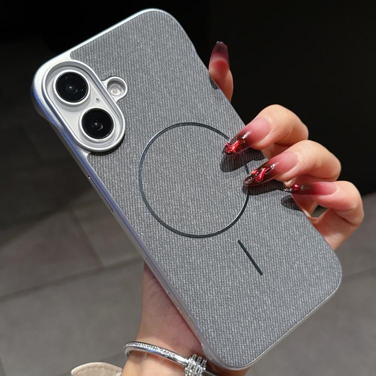 Custodia tessuto lino con chiusura magnetica per iPhone 16 Pro