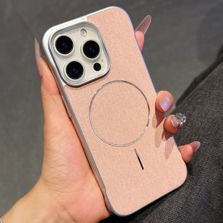 Custodia tessuto lino con chiusura magnetica per iPhone 16 Pro