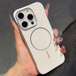Custodia tessuto lino con chiusura magnetica per iPhone 16 Pro