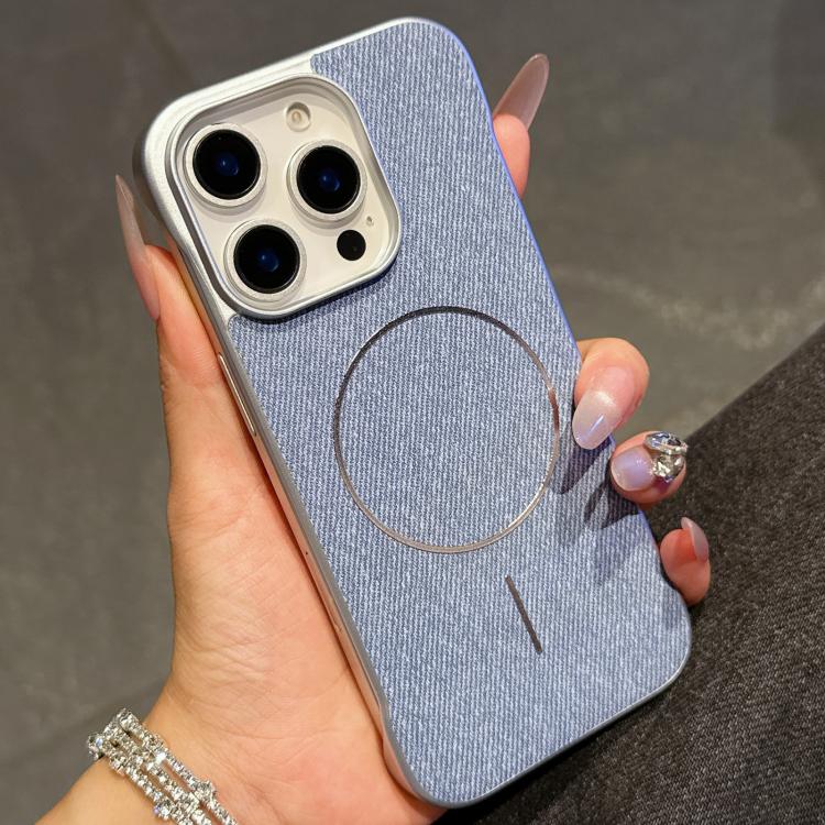 Custodia tessuto lino con chiusura magnetica per iPhone 16 Pro