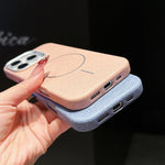 Custodia tessuto lino con chiusura magnetica per iPhone 16 Pro