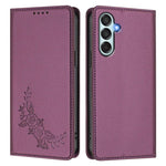 Custodia magnetica RFID in ecopelle con motivo peonia per Samsung Galaxy M15 5G