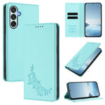Custodia magnetica RFID in ecopelle con motivo peonia per Samsung Galaxy M15 5G
