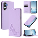 Custodia magnetica RFID in ecopelle con motivo peonia per Samsung Galaxy M15 5G