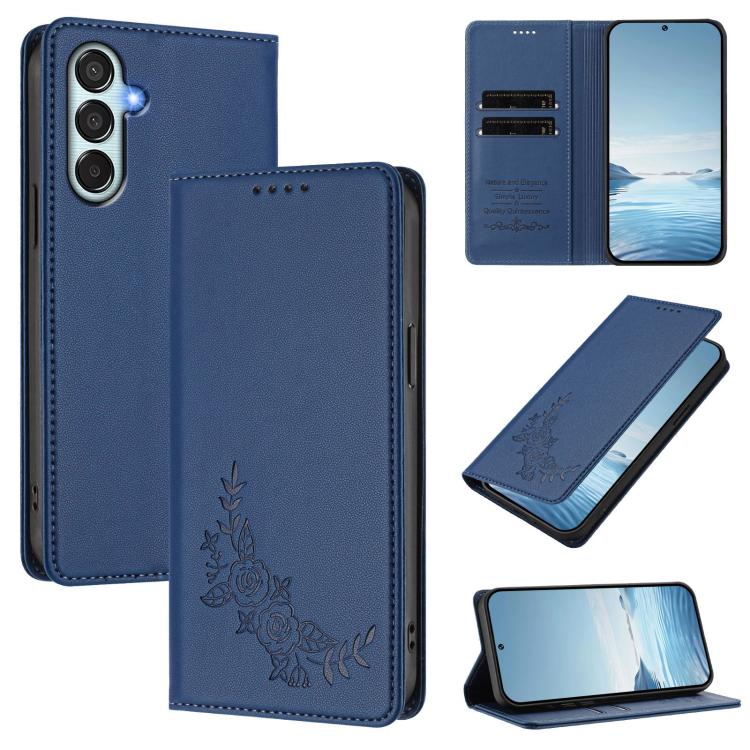 Custodia magnetica RFID in ecopelle con motivo peonia per Samsung Galaxy M15 5G