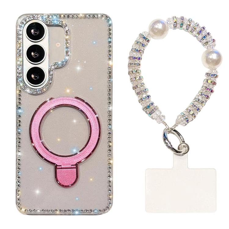 Custodia per telefono antiurto con bracciale e supporto magnetico IMD a doppia faccia con strass, antiurto., For Samsung Galaxy A17 5G, For Samsung Galaxy A56 5G