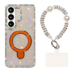Custodia per telefono antiurto con bracciale e supporto magnetico IMD a doppia faccia con strass, antiurto., For Samsung Galaxy A17 5G, For Samsung Galaxy A56 5G