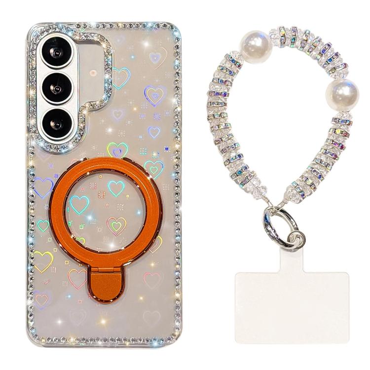 Custodia per telefono antiurto con bracciale e supporto magnetico IMD a doppia faccia con strass, antiurto., For Samsung Galaxy A17 5G, For Samsung Galaxy A56 5G
