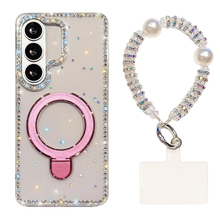 Custodia per telefono antiurto con bracciale e supporto magnetico IMD a doppia faccia con strass, antiurto., For Samsung Galaxy A17 5G, For Samsung Galaxy A56 5G