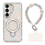 Custodia per telefono antiurto con bracciale e supporto magnetico IMD a doppia faccia con strass, antiurto., For Samsung Galaxy A17 5G, For Samsung Galaxy A56 5G