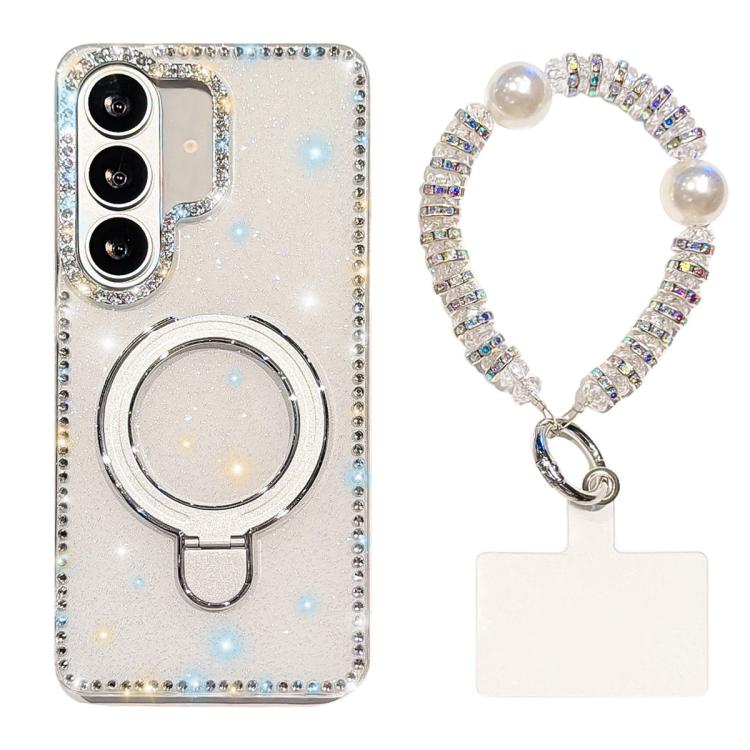 Custodia per telefono antiurto con bracciale e supporto magnetico IMD a doppia faccia con strass, antiurto., For Samsung Galaxy A17 5G, For Samsung Galaxy A56 5G