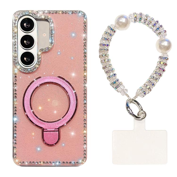 Custodia per telefono antiurto con bracciale e supporto magnetico IMD a doppia faccia con strass, antiurto., For Samsung Galaxy A17 5G, For Samsung Galaxy A56 5G